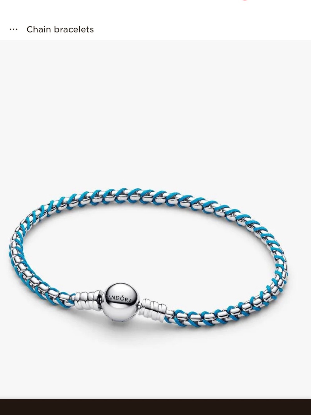 Pandora Blue Braided Chain Bracelet with Silver Clasp